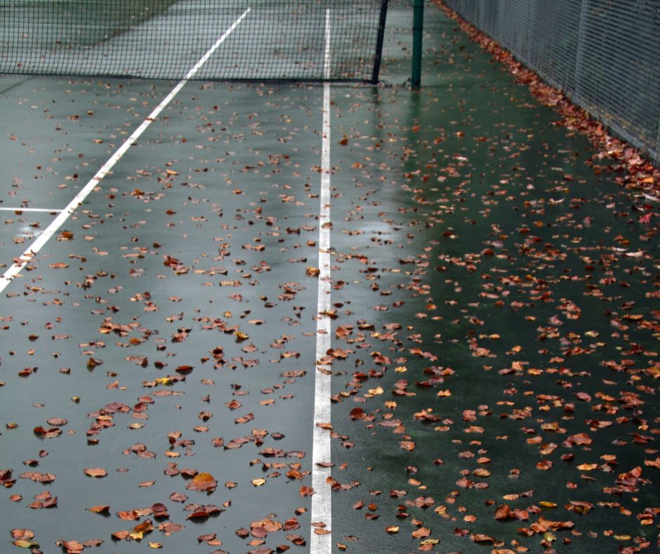 Before Cleaning Tennis Court